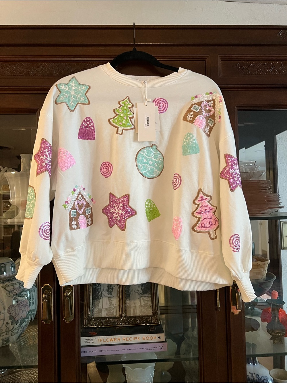 NWT boutique Mary Square sequin Christmas sweatshirt size S